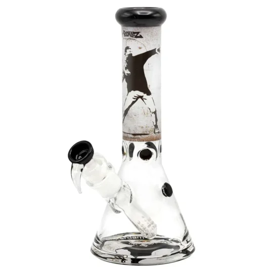 g rollz banksy s graffiti flower thrower beaker percolator bong white h 35cm oe 50mm sg 29